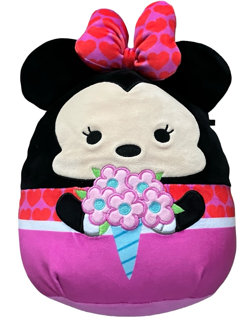 Squishmallow Valentine's Squad Minnie Mouse Bow Flower Bouquet Plush Disney Pink